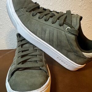 K-Swiss Frasco Suede Leather Olive Green Court Sneakers Pickleball Tennis 🎾